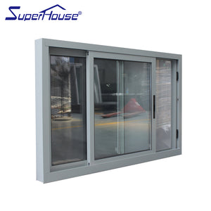 Superhouse Aluminium tempered glass sliding window with stainless steel mesh