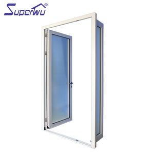 Superwu Australia standards white color aluminium alloy hinge door with side panels french doors