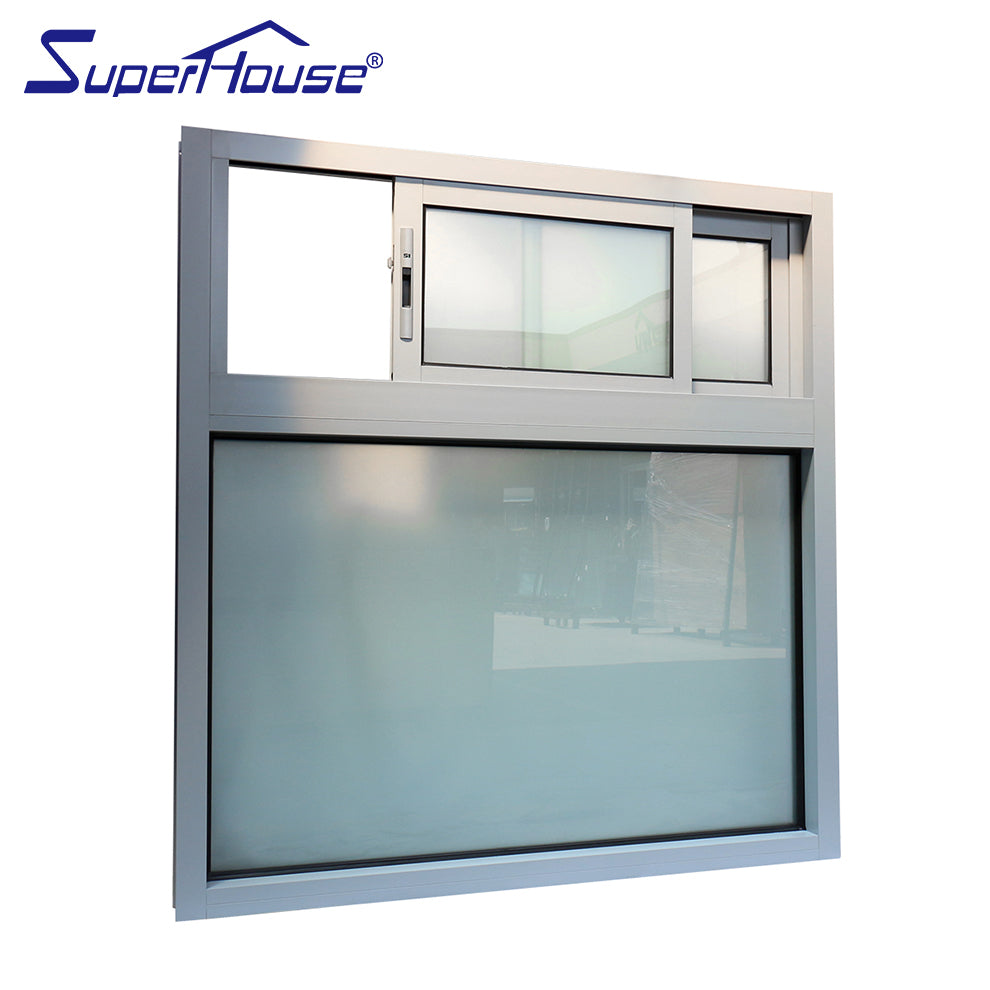 Superwu Australia standard frosted glass sliding windows with fixed windows tempered glass windows