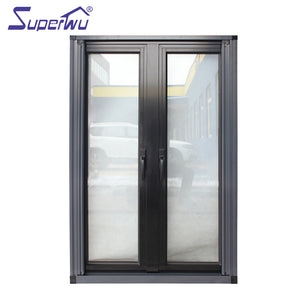 Superwu Cheap price black color profile latest design aluminum frame casement window with retractable fly mesh