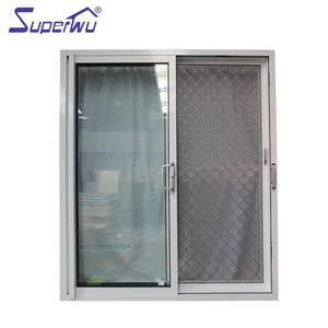 Superwu Aluminum white frame color sliding door double glazed with security flyscreen best price