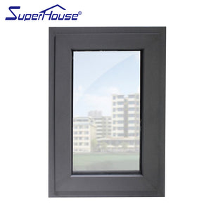 Superhouse Light Grey Powder Coating Aluminum Framed Casement Window With Opening Limitation