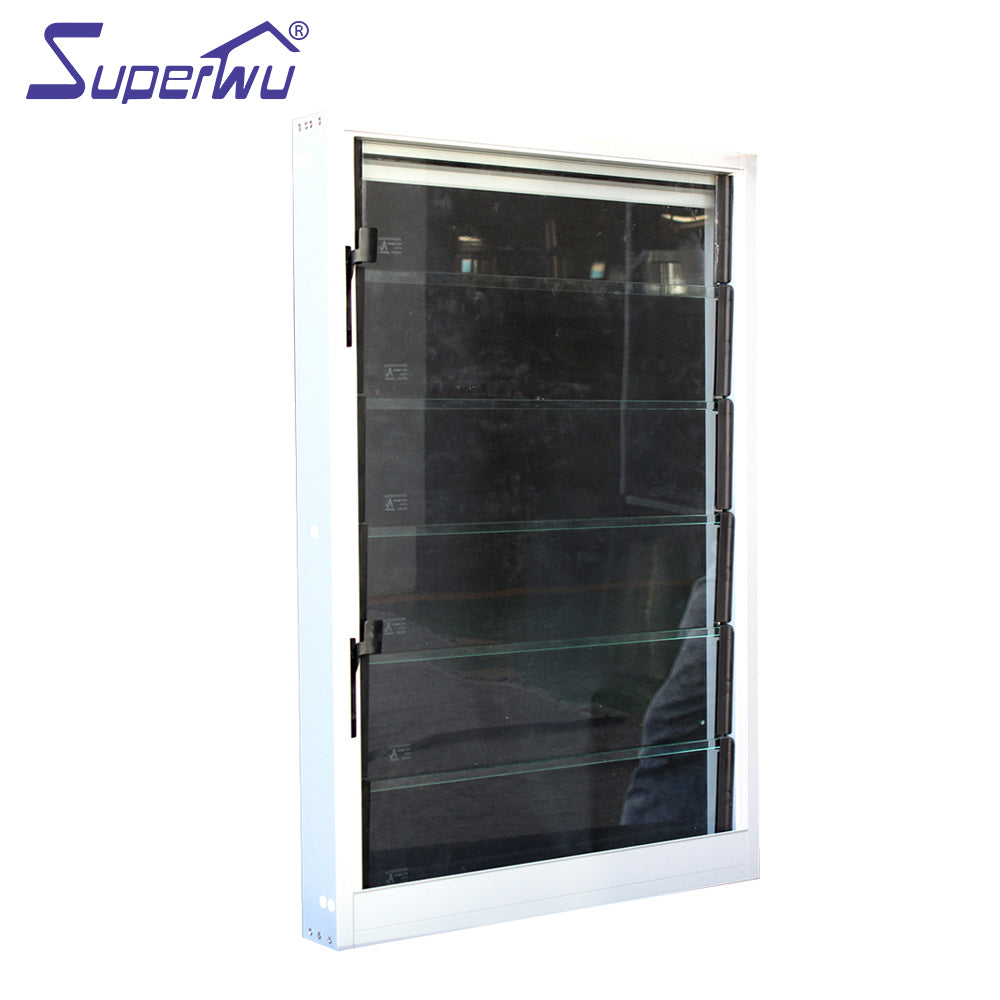 Superwu Cheap price aluminium Australia standard sound insulation aluminum louver windows with tempered glass