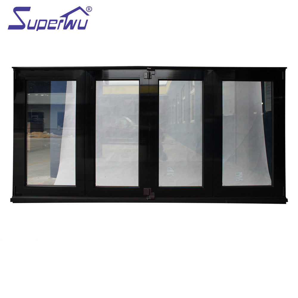 Superwu Australian Standard Thermal break aluminum folding window with tempered glass four panels
