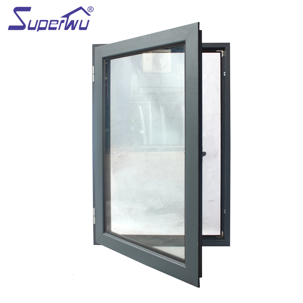 Superwu customized size double glazed powder coating aluminium ultra narrow frame casement house windows