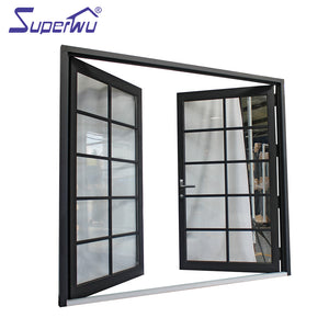 Superwu Transparent Double Glass French Door Aluminum Soundproof doors
