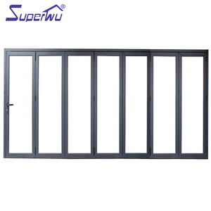 Superwu Aluminum black frame color bifolding door thermal break profile folding door multi panels