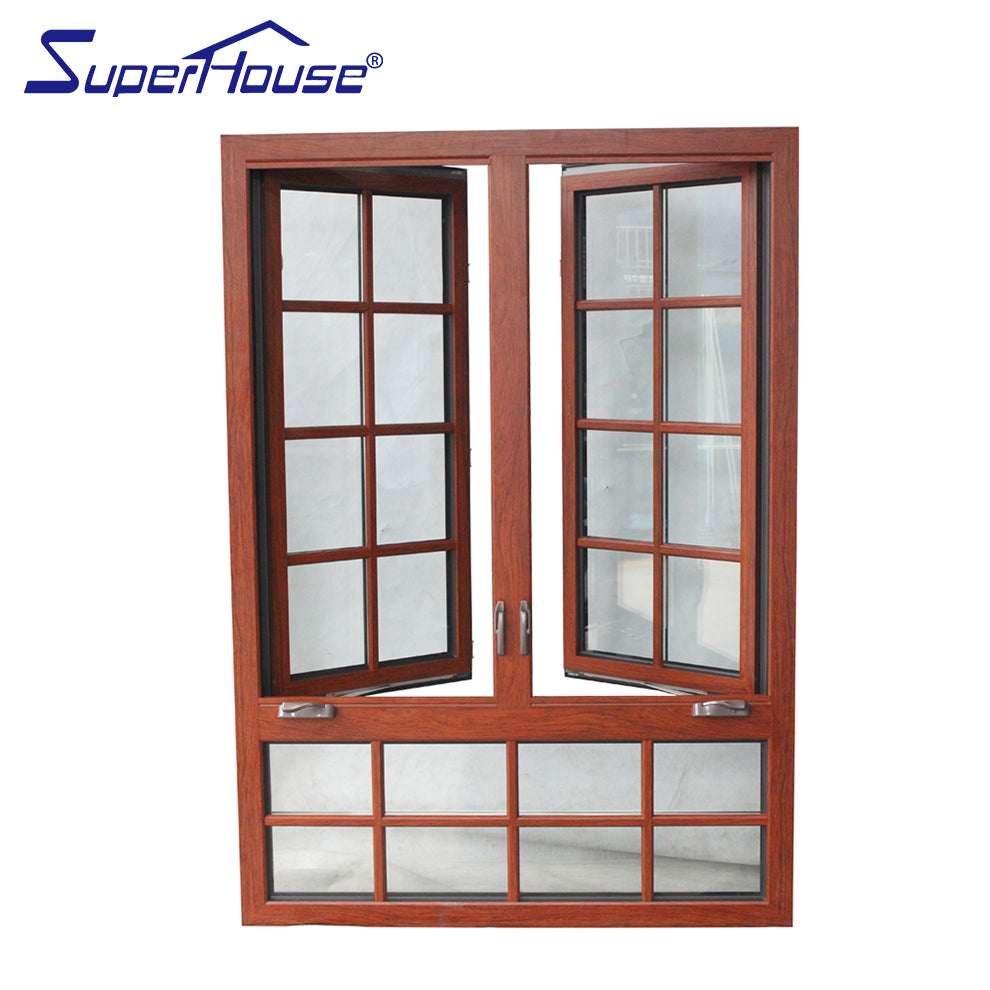 Superhouse North America NFRC and NOA standard high quality wood color thermal break double glass free sample casement windows
