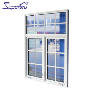 Superwu American white color aluminum hinged windows casement window with fixed part best sale