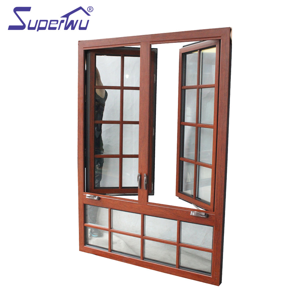 Superwu American design opening window two panels aluminium alloy casement window dual colored