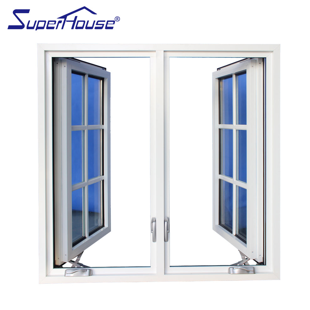 Superhouse North America NFRC and NOA and Australia AS2047 standard powder coating outswing tempered glass casement window