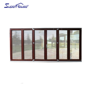 Superhouse safety glass accordion door wooden color