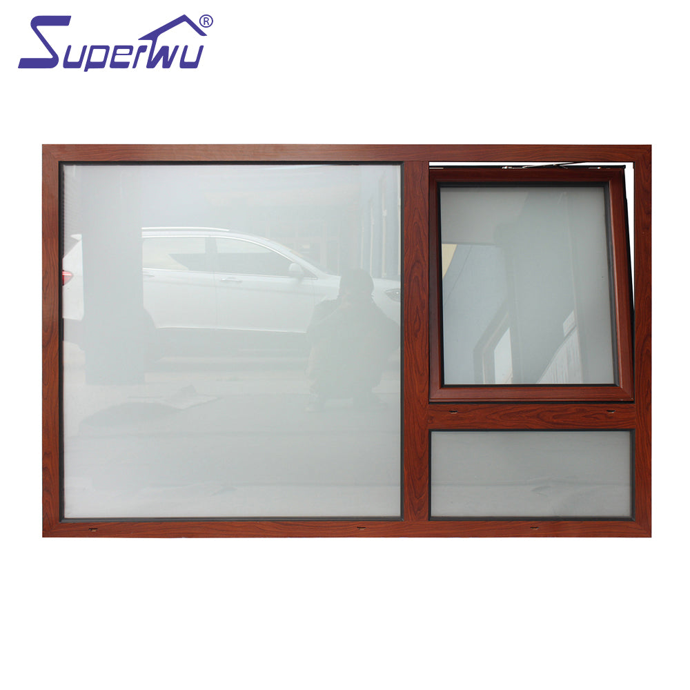 Superwu Aluminium wood grain color tilt window tilt and turn window fixed window meet Australia standard