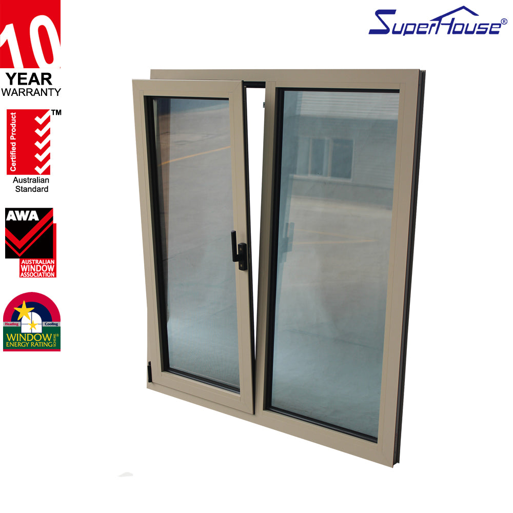 Superhouse USA Standard wooden color aluminum tilt turn glass windows for sell