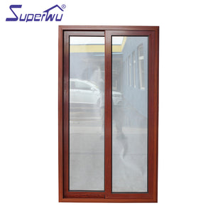 Superwu wind proof impact resistant wood color aluminium sliding doors
