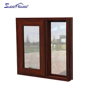 Superhouse Superhouse wooden grain color aluminum awning window with sub frame for commercial project