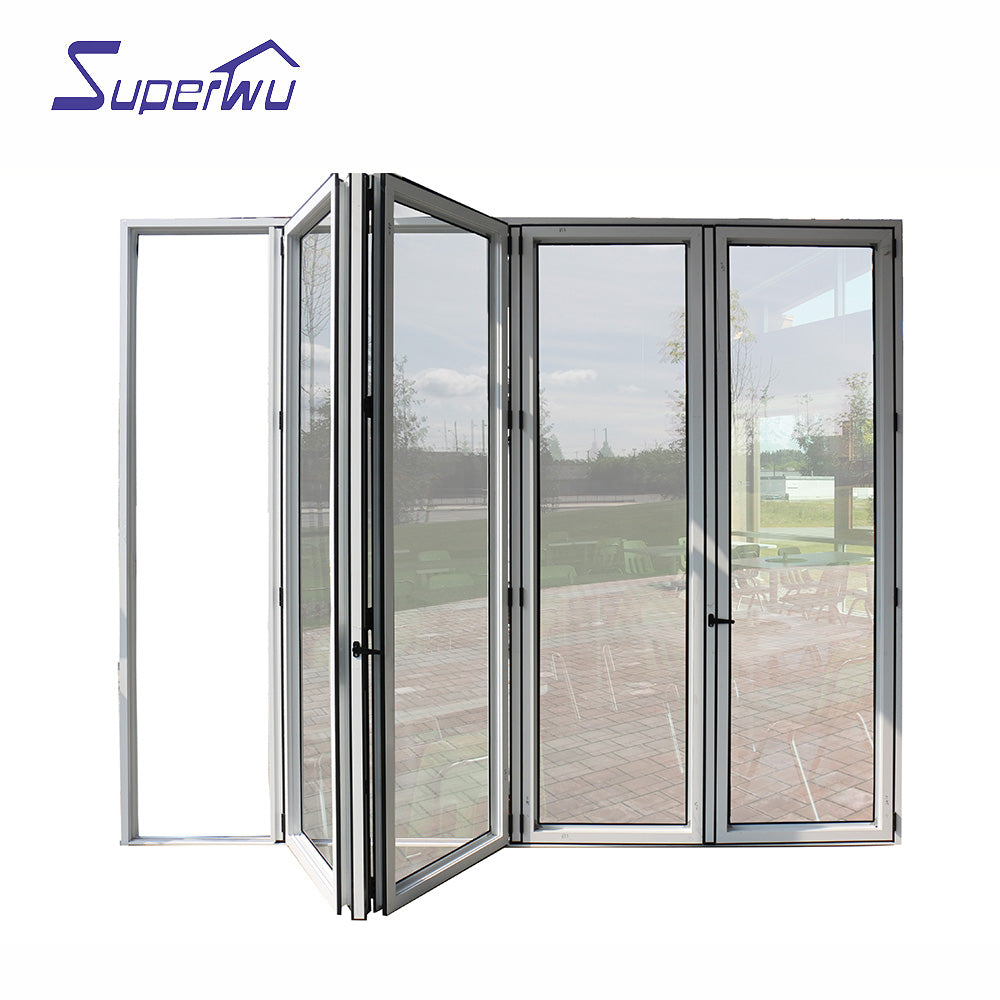 Superwu NAFS 2011 American Standard Aluminum Glass folding Door System With Accordion Fly Screen