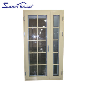 Superwu Australia thermally broken tempered glass hinge doors french doors with decorate grill aluminum doors