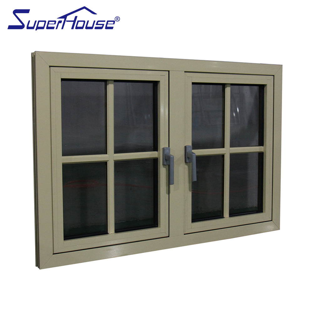 Superwu American standard hinge windows double glazed casement windows with decorate grill for sale