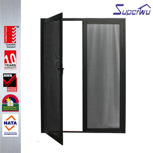 Superwu Cheap price stainless steel doors double french doors fly screen aluminum hinged doors