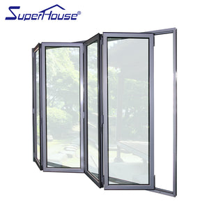 Superhouse AS2047 NFRC AAMA NAFS NOA standard double glass thermal break aluminium bifold door with hidden hinges