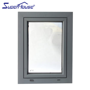 Superwu Aluminium double glazed tempered safety glass living room waterproof hung awing tilt and turn window