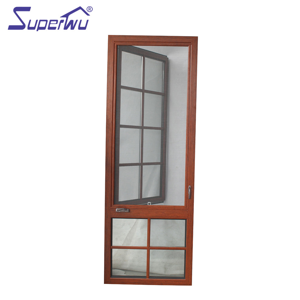 Superwu European style wooden frame color aluminum profile casement windows and door french swing windows