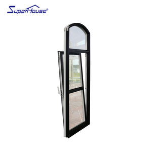 Superhouse China factory double glass aluminum frame glass tilt turn window