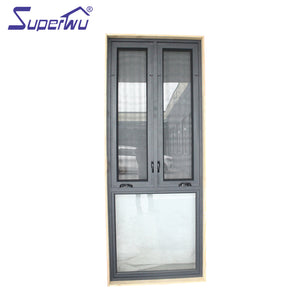 Superwu Wholesale Aluminum Large French Swing Type Black Color Casement Window with Mosquito Net Open Outside