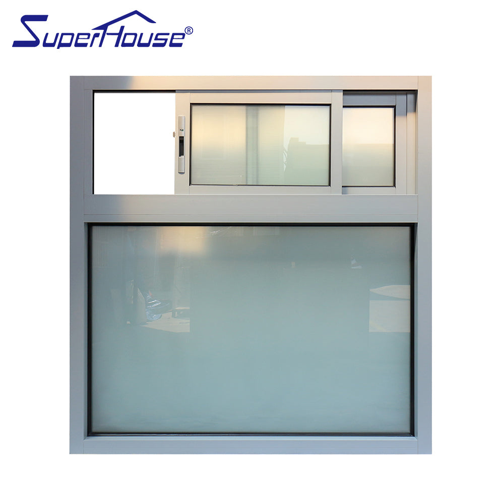 Superwu Australia standard frosted glass sliding windows with fixed windows tempered glass windows