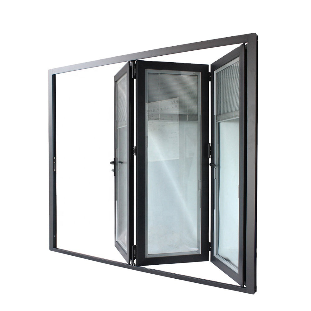 Superwu Modern aluminium frames double glazed folder door exterior folding glass door bi folding door