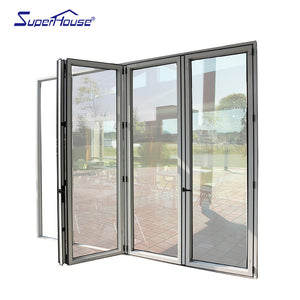 Superhouse Cheap price modern glass bifolding door wooden cooor folding door interior