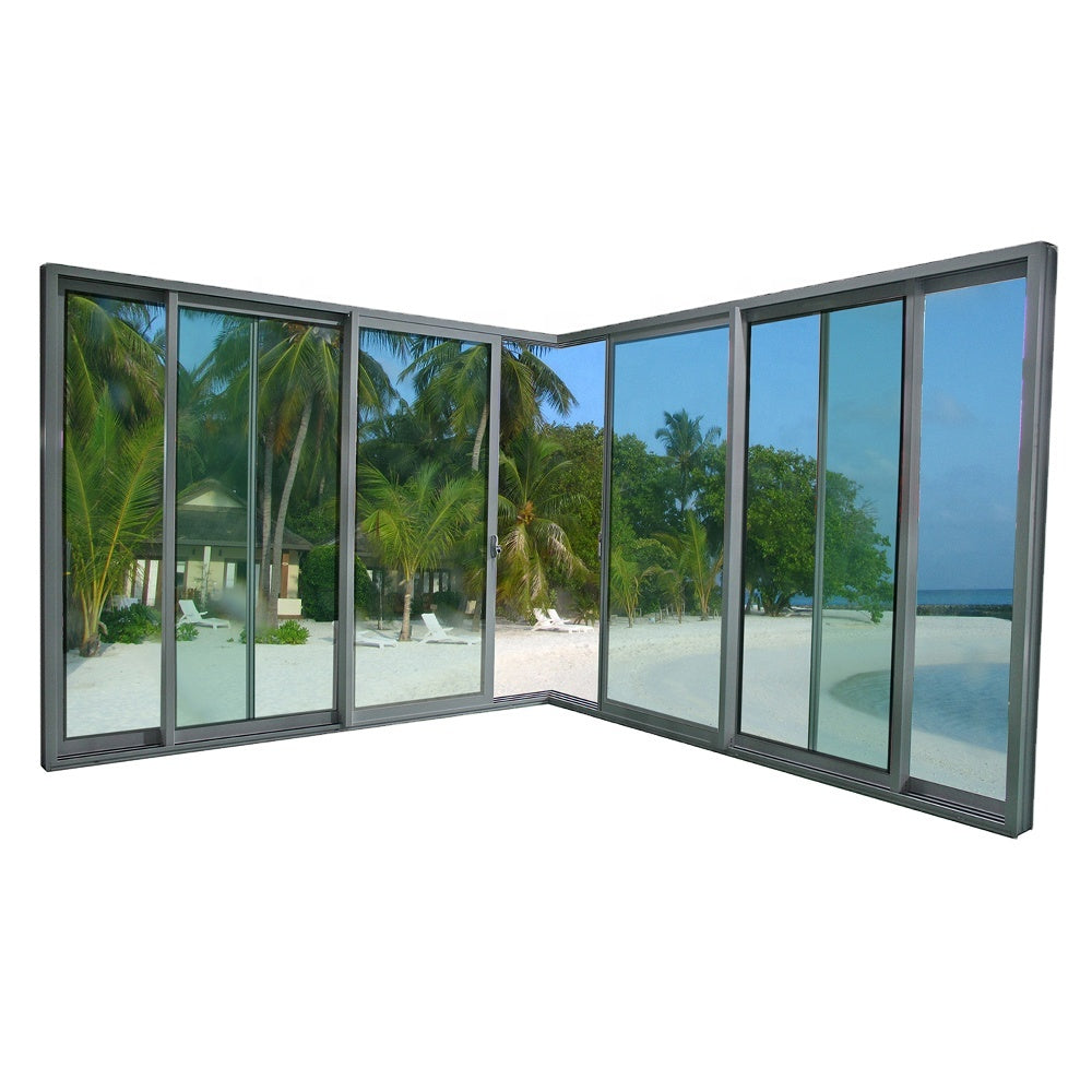 Superwu Tempered Glass Sliding Door/Three Rail 6 Panels Commercial System Australia Design Aluminium Frame Sliding Door