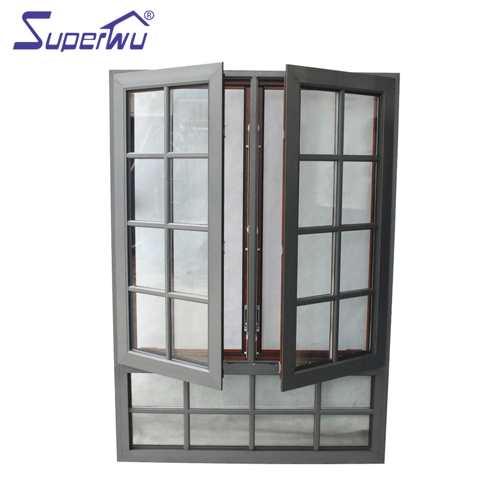 Superwu American design opening window two panels aluminium alloy casement window dual colored