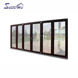 Superwu European style double glazing aluminum glass exterior bi folding doors cheap price