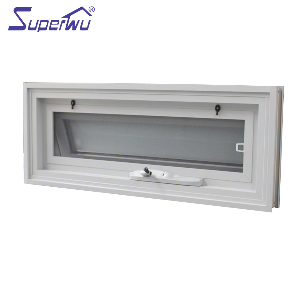 Superwu New Design Modern Standard Size Custom Top Hung Aluminum Frame Swing Bathroom Awning windows