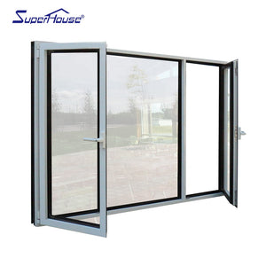 Superhouse China manufacturer supply triple panel aluminum glass window with tempered glass