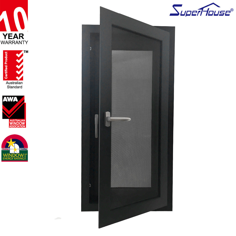 Superhouse High-End Casement Opening Style Aluminum Window With One-Piece Hinged Opening Screen