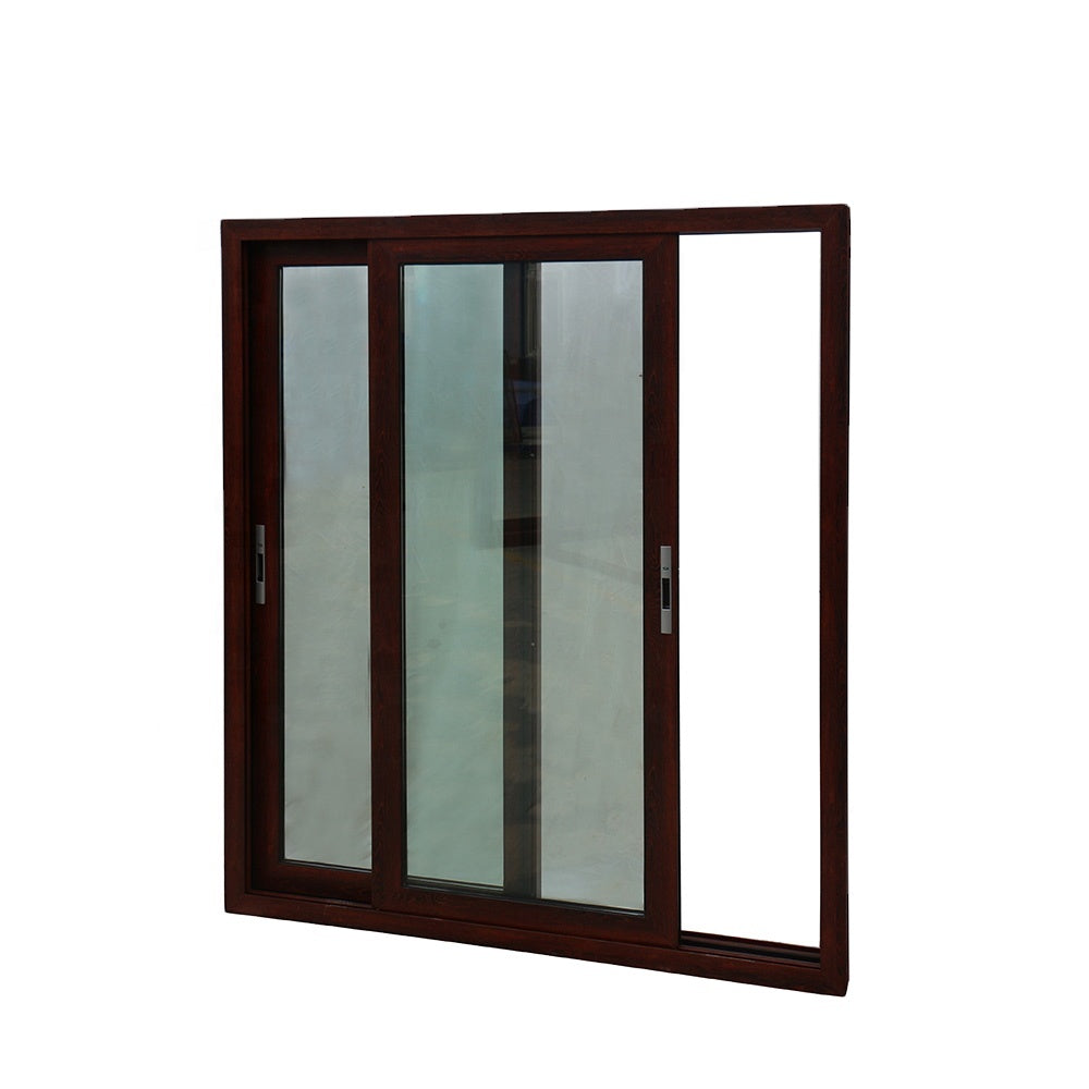 Superwu Aluminum double toughened glass windows wood frame sliding windows for sale