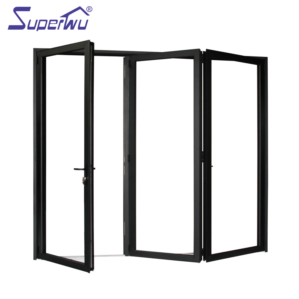 Superwu bottom roller aluminum tempered glass folding/ bifold doors