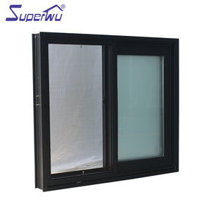 Superwu AS2208 Australia Standard Aluminum Sliding Glazed Window Design Frosted Black Color