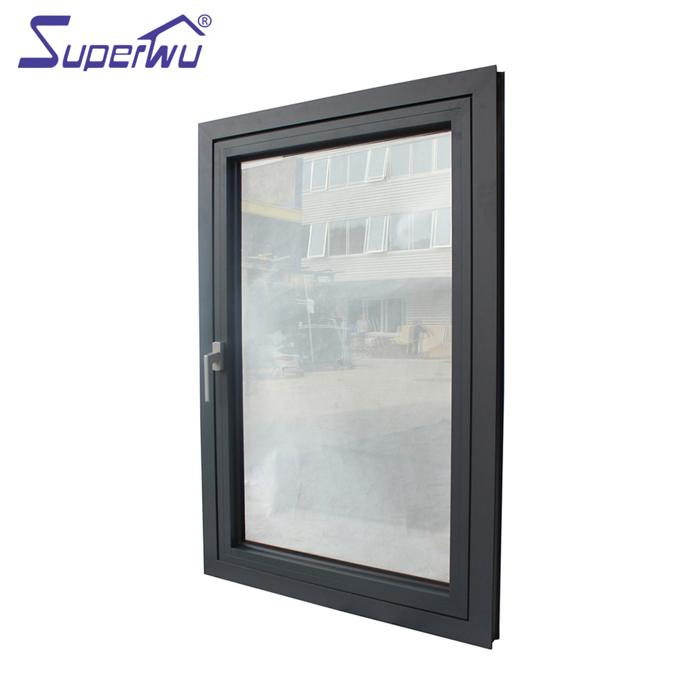 Superwu customized size double glazed powder coating aluminium ultra narrow frame casement house windows