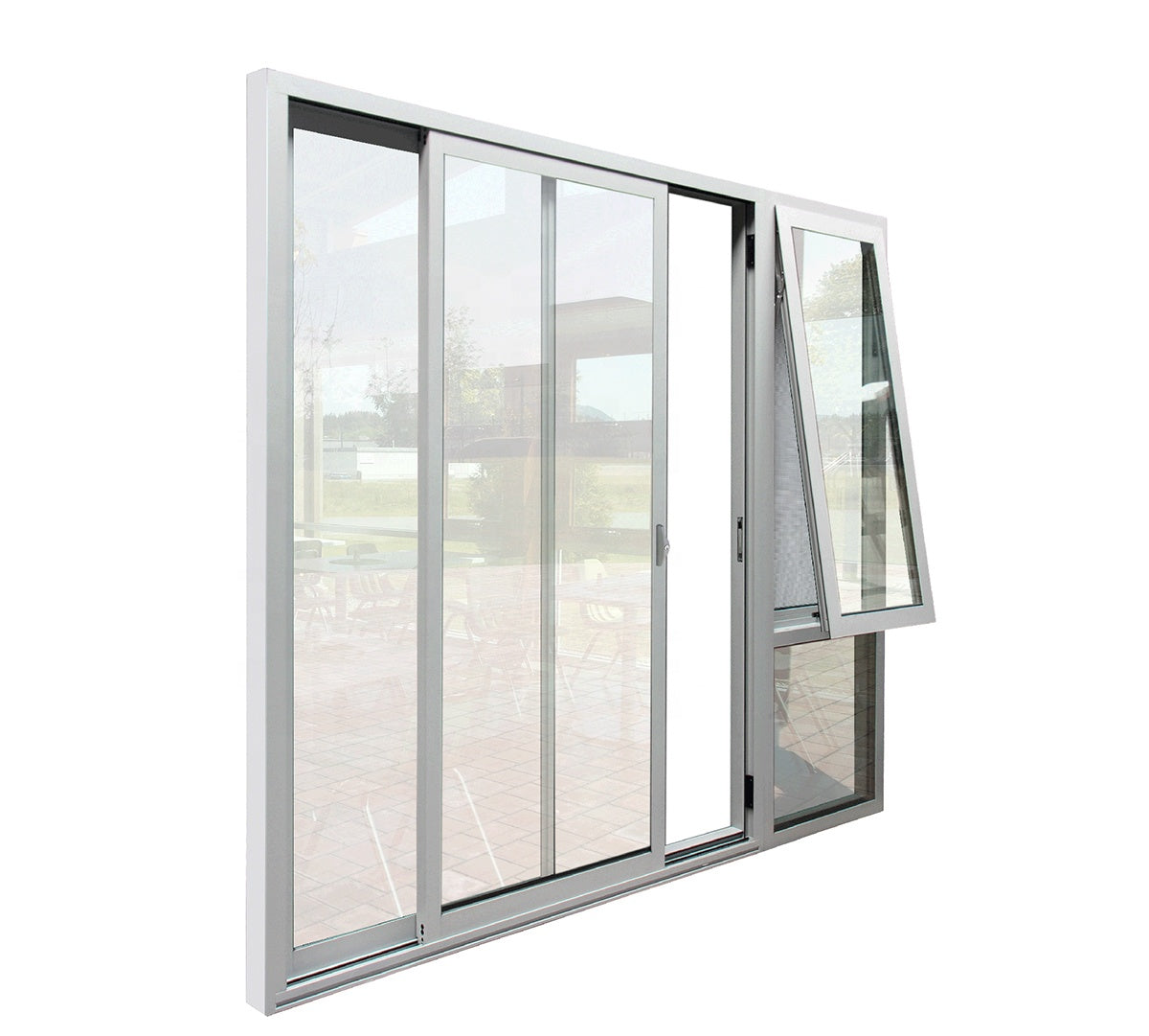 Superhouse customized chain winder hardware aluminium glass awning window