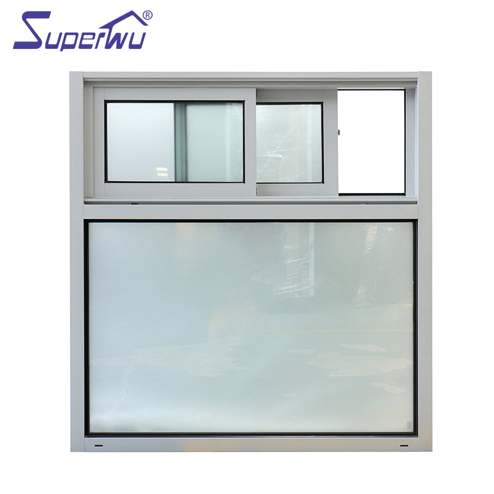 Superwu Aluminum sliding window best sale frosted obscure double glazed glass with fixed window