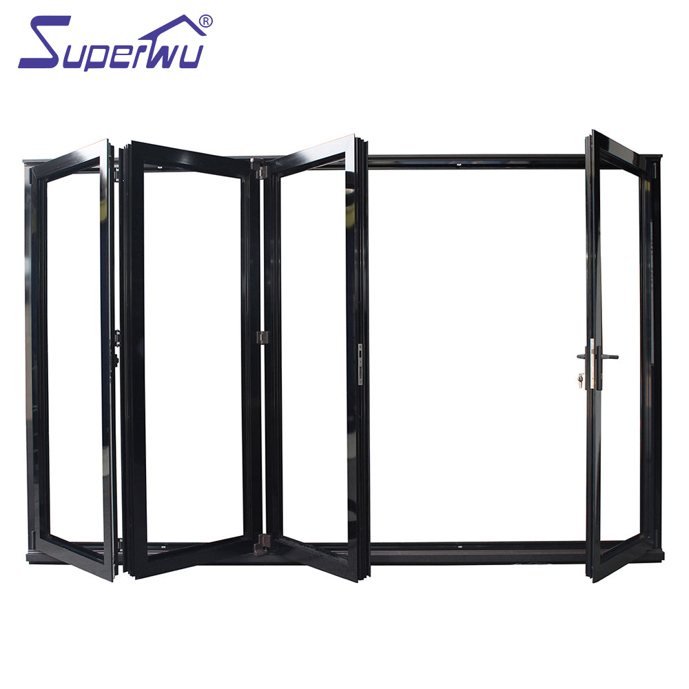 Superwu Commercial series folding doors double tempered glass bi fold doors 4 panels doors Australia standard