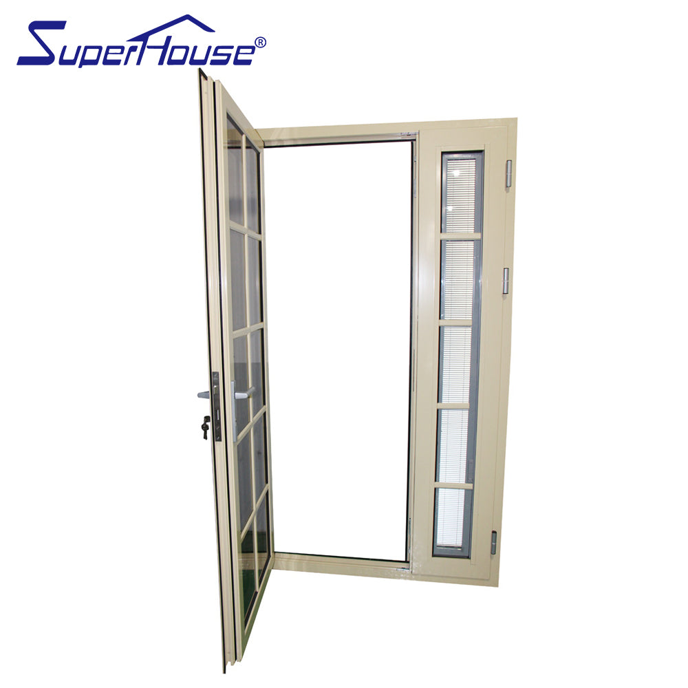 Superhouse AS2047 NFRC AAMA NAFS NOA standard double glass aluminium swing doors kitchen