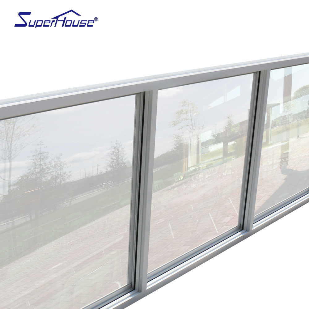 Superhouse AS2047 soundproof double glass aluminum large fixed window with retractable flyscreen