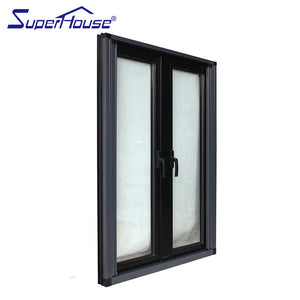 Superhouse USA Standard temper glass aluminum frame casement windows with mosquito net