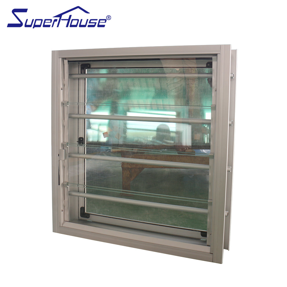 Superhouse Air conditioner waterproof aluminium super clear openable louvered window with security bar