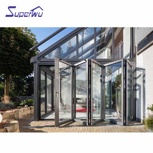 Superwu Aluminium profile double glass bifolding window doors for house